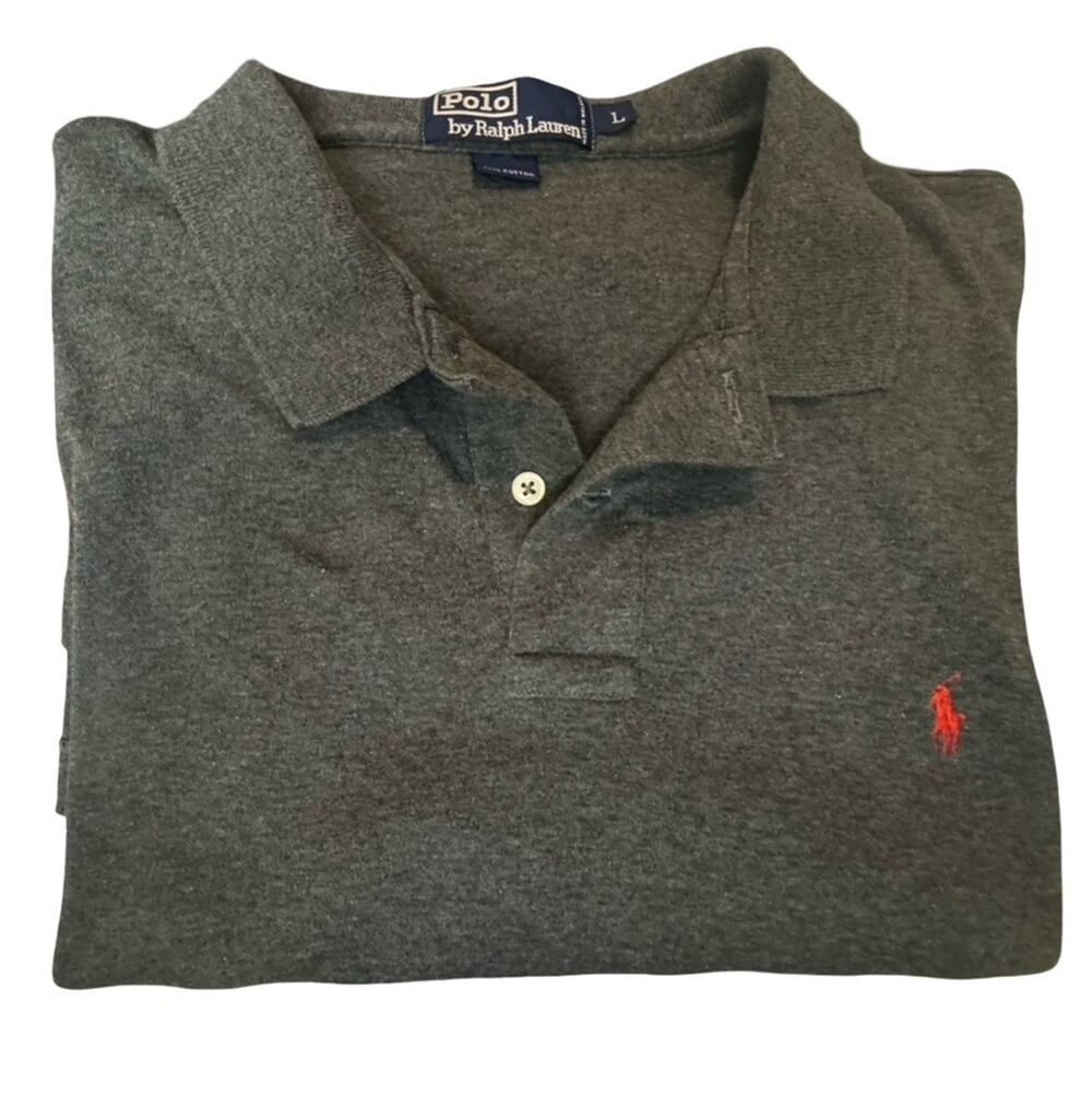 Pole Ralph Lauren Classic Fit Soft Cotton Gray Short Sleeve Polo Shirt Sz L